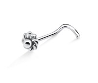 Flower Shaped Silver Curved Nose Stud NSKB-612